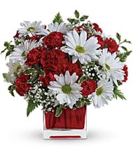 Red `n White Posies Bouquet